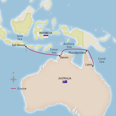 Cairns to Bali map