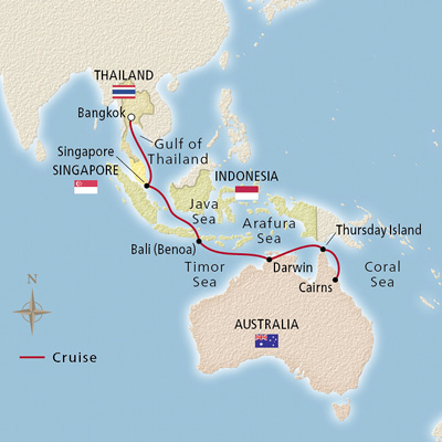 Cairns to Bangkok map