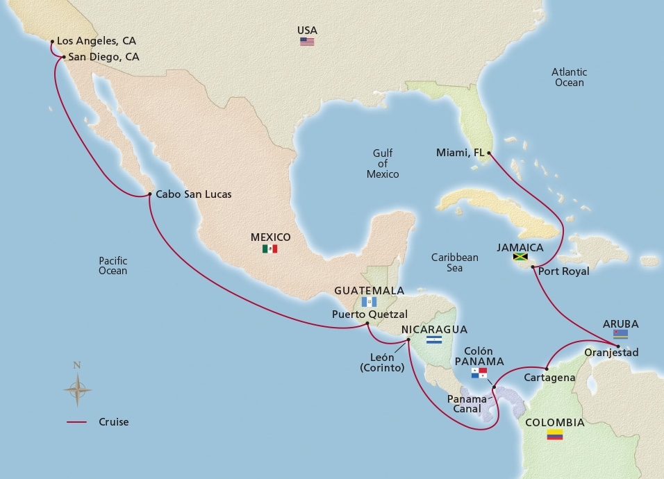 Panama Canal & the Pacific Holiday Miami to Los Angeles Cruise Overview